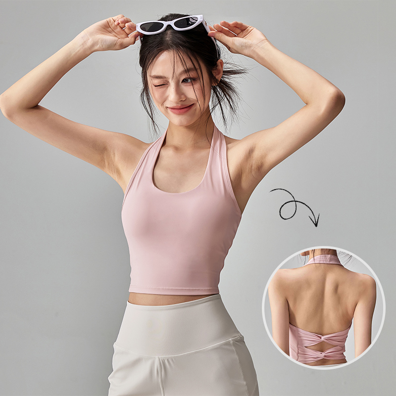 Suspender Tank Top - Women's Double Bowknot Halter Workout Tank