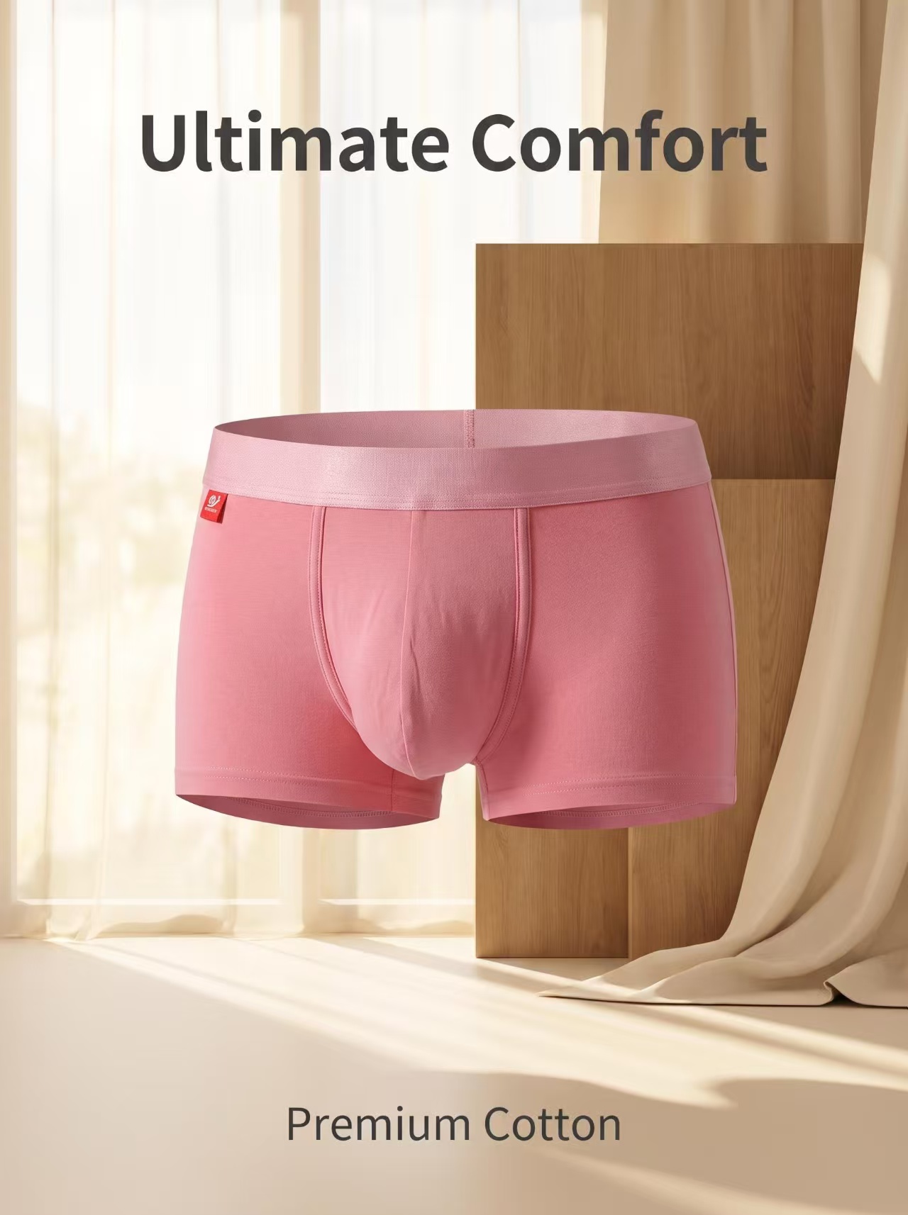 Boxer Brief Pack Cotton - 1PCS pink men's panties fashionable breathable