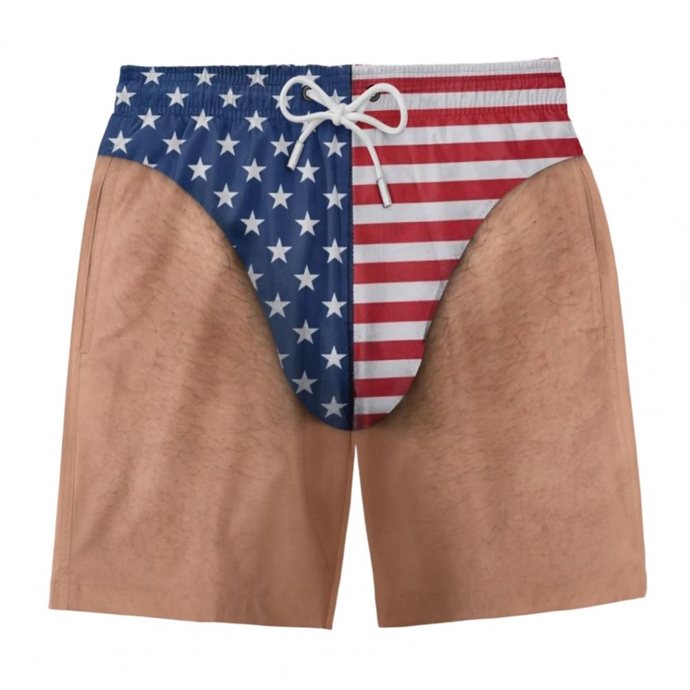American Flag Print Beach Shor - Bamboo Fiber Trunk recension och pris