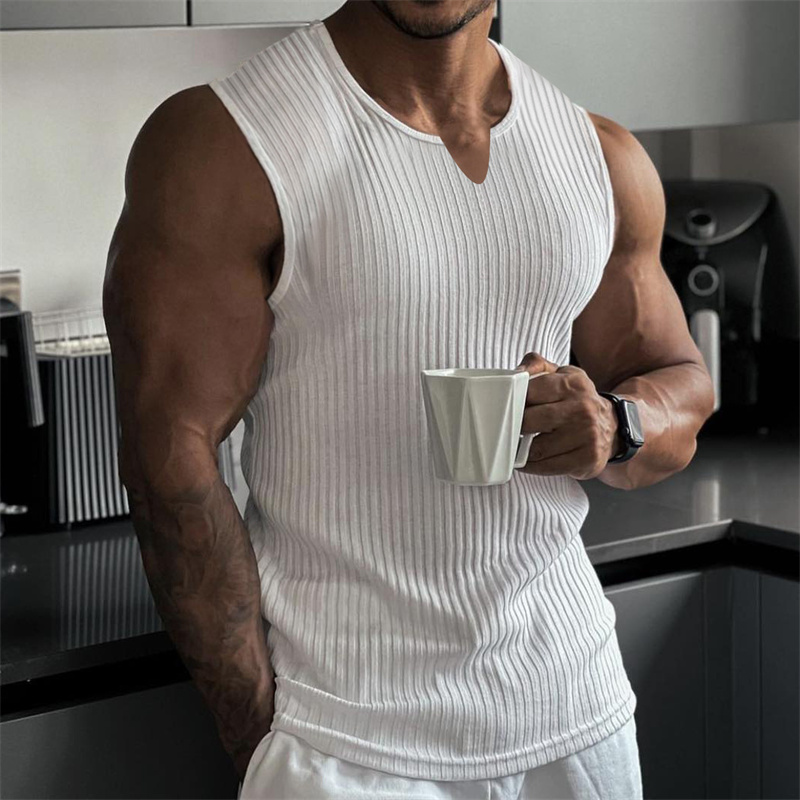 Summer New men V-neck Vest str - Undershirt Crew Neck recension och pris