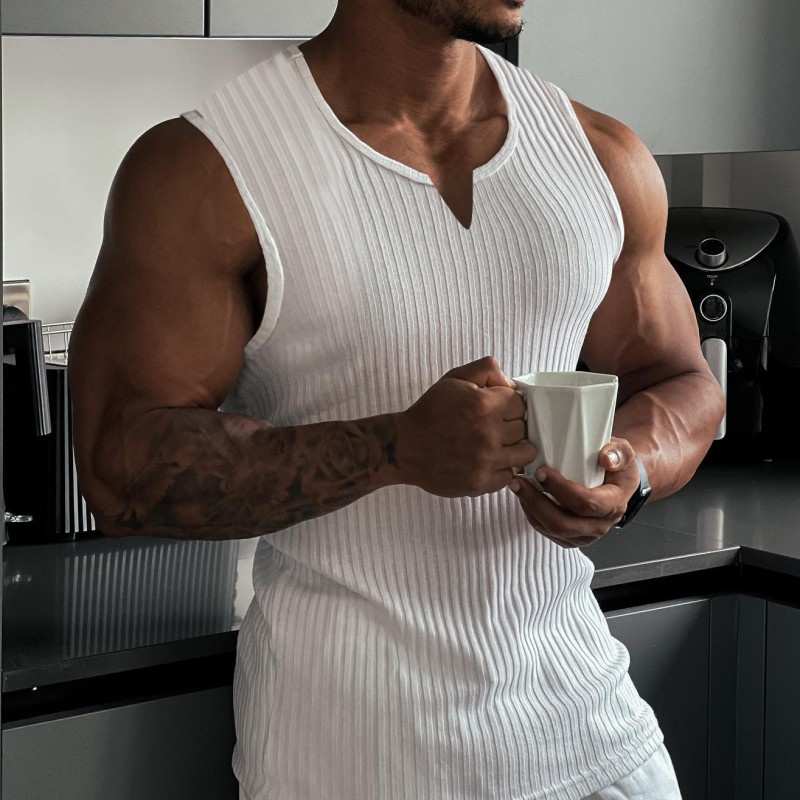 Summer New men V-neck Vest str - Undershirt Crew Neck recension och pris