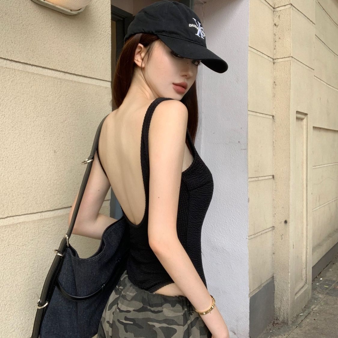 Black Strappy Bodysuit Sexy Ba - Tank Top Ribbed recension och pris