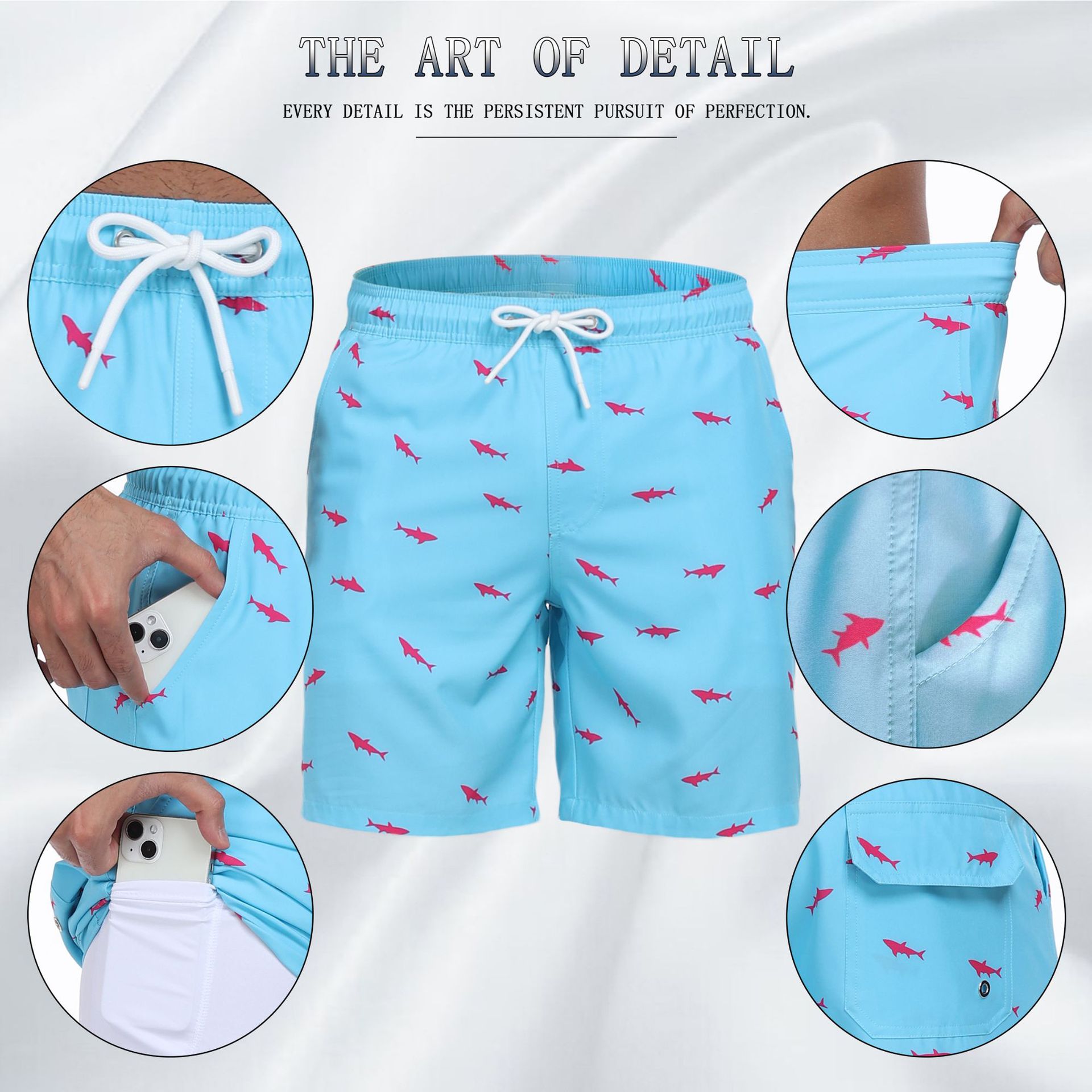 Mens Shark Pattern 2 in 1 Boar - Long Leg Trunk Men recension och pris