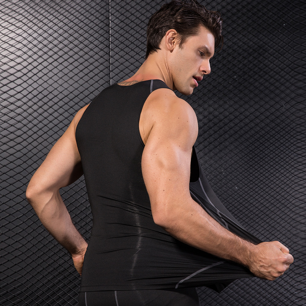 Men Black Sport Skinny Vest Ti - T Shirt Tight Fit recension och pris