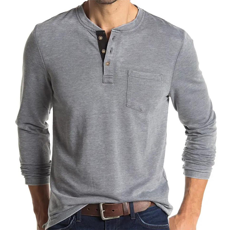 Men's Long Sleeve Henley Style - Undershirt Crew Neck recension och pris