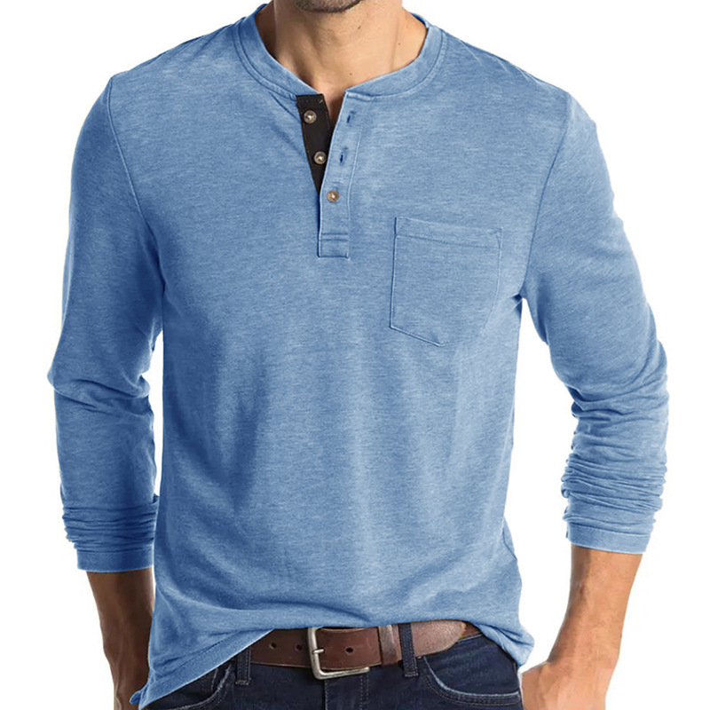 Men's Long Sleeve Henley Style - Undershirt Crew Neck recension och pris