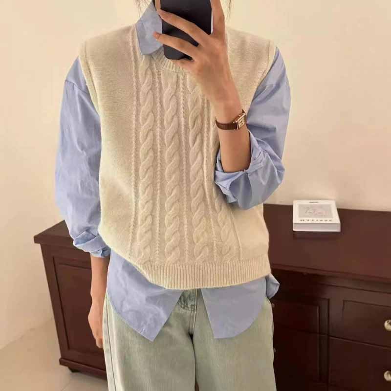 2025 New O-Neck Knitted Vest W - Sleeveless Undershirt recension och pris