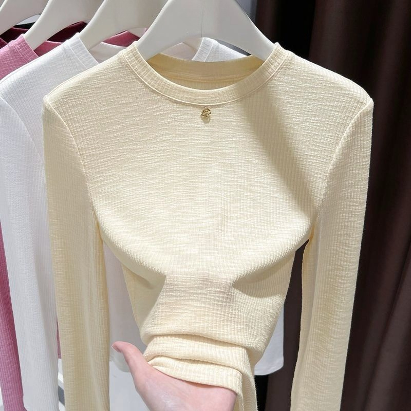 Women Slub Cotton Long Sleeve  - Undershirt Crew Neck recension och pris