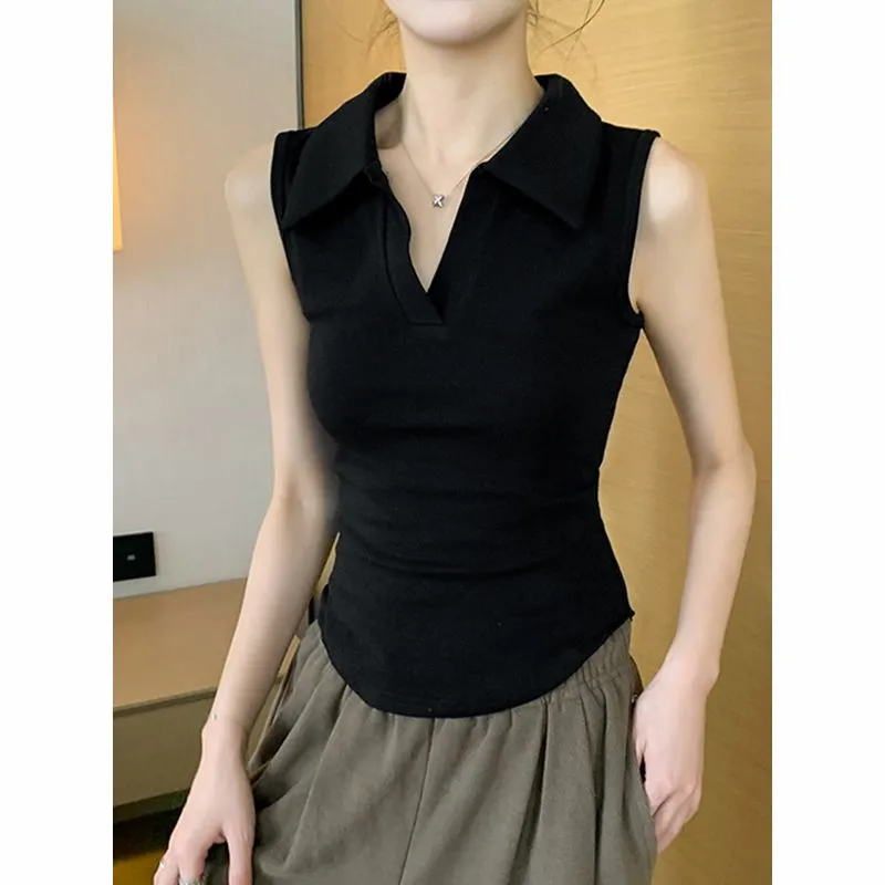 Women's White Sleeveless Polo  - Tank Top Ribbed recension och pris