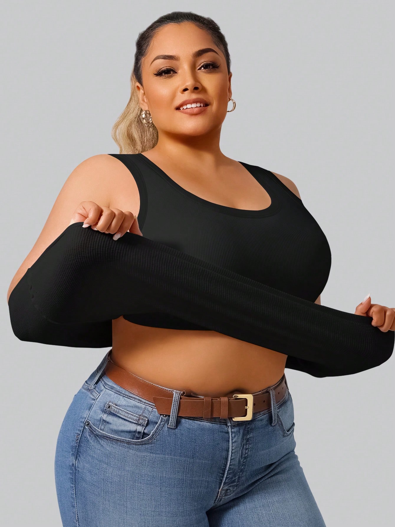 Plus Size Women's High Stretch - Tank Top Ribbed recension och pris