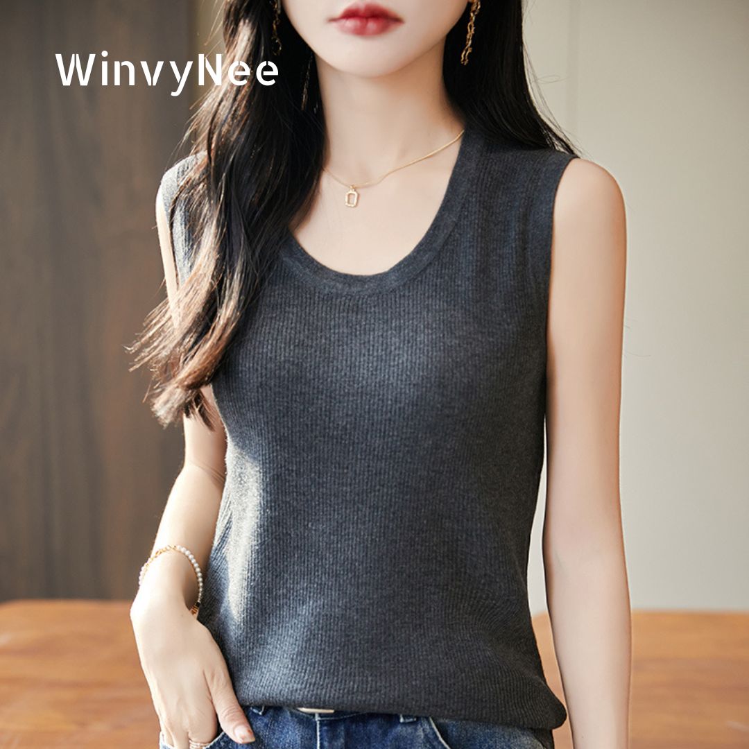 WinvyNee Women Deep Crew Neck  - Tank Top Ribbed recension och pris
